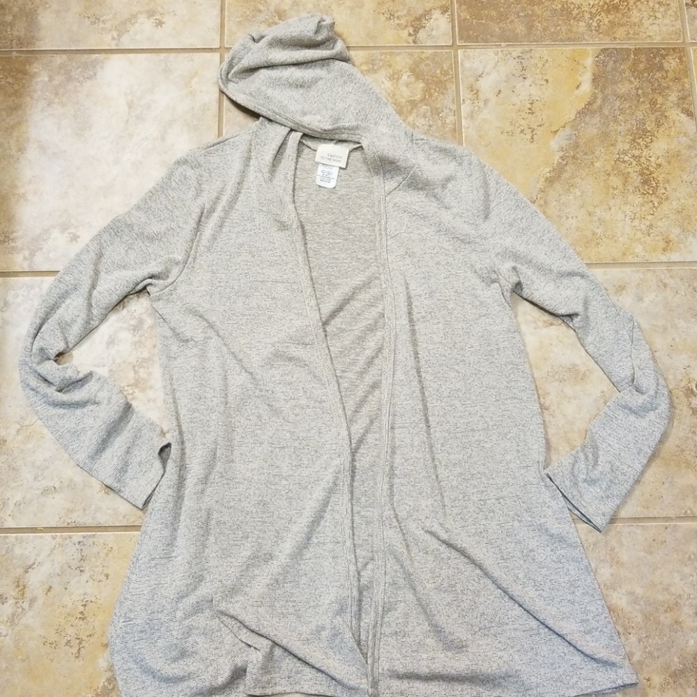 Open faced cardigan with hood